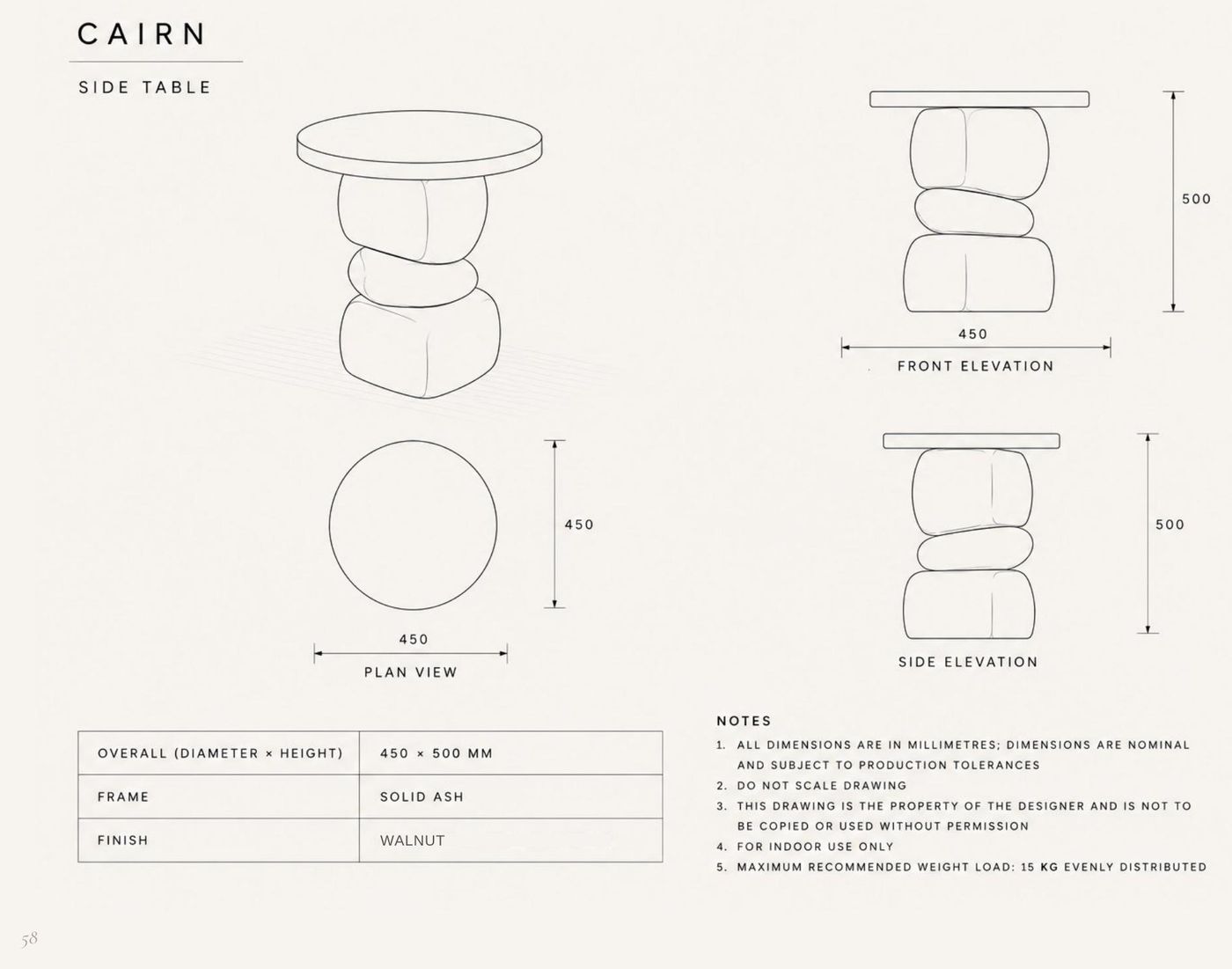 Cairn dimension drawing