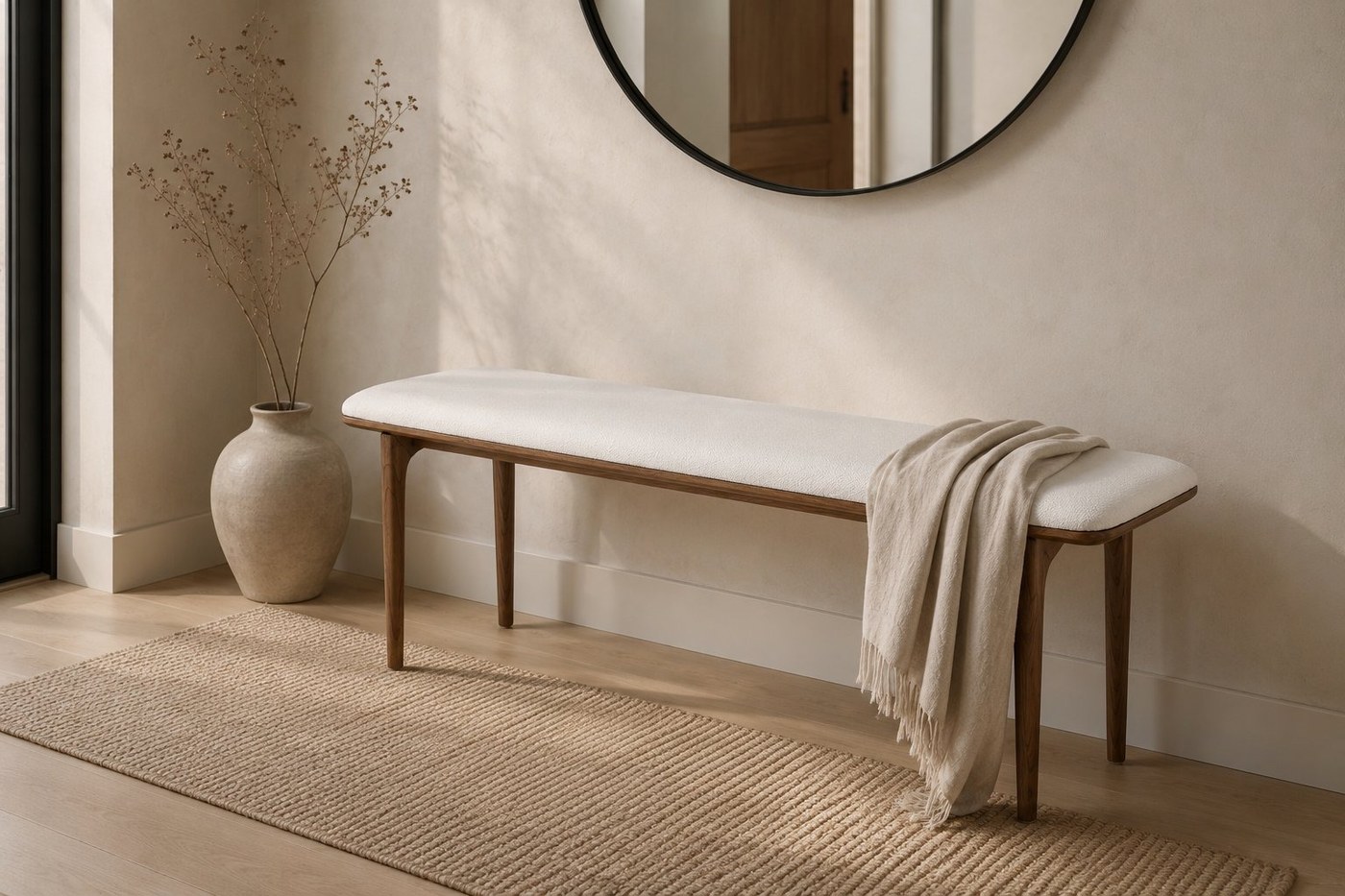 Bank Walnut — Upholstered Bench